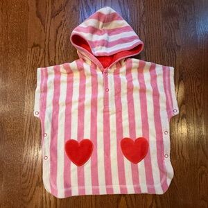 NEW Baby Boden Toweling Poncho with Hearts 9-12 Months